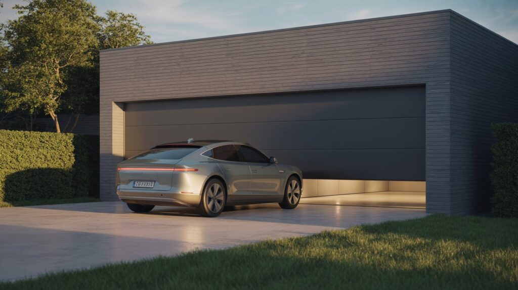 smart garage door operated remotely with phone app.
